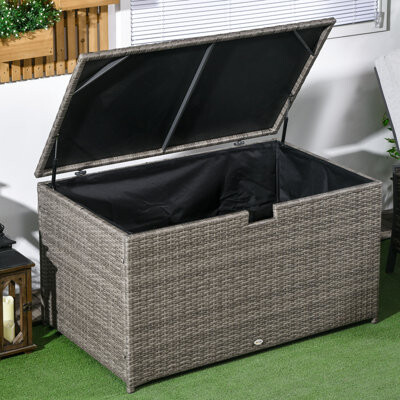 Crafted Palm Gray Storage Box - 113 Gallon Waterproof For Garden Tools Chest Patio