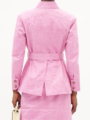 REJINA PYO Tie-waist Coated-canvas Jacket - Pink