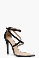 Thumbnail for your product : boohoo Cross Strap Pointed Clear Heels