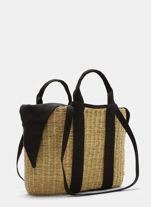 Muun Caba P Basket Bag in Beige and Black