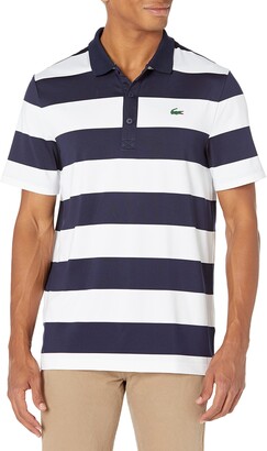 Lacoste Men's Sport Short Sleeve Colorblock Striped Ultra Dry Polo Shirt
