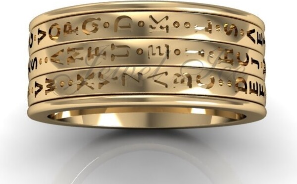 Etsy 14K Yellow Gold Three Row Spinner Da Vinci Cryptex, Codex, Decoder Ring lb-2025-2