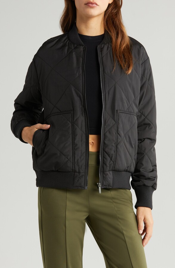 Waterproof quilted bomber jacket
