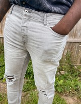 Thumbnail for your product : Topman Big & Tall super skinny jeans in grey