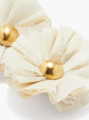 Katerina Makriyianni Daisy Gathered Silk & Gold-vermeil Earrings - White