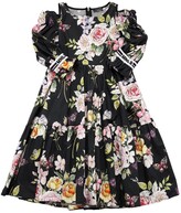 Thumbnail for your product : MonnaLisa Flowers Print Cotton Poplin Dress