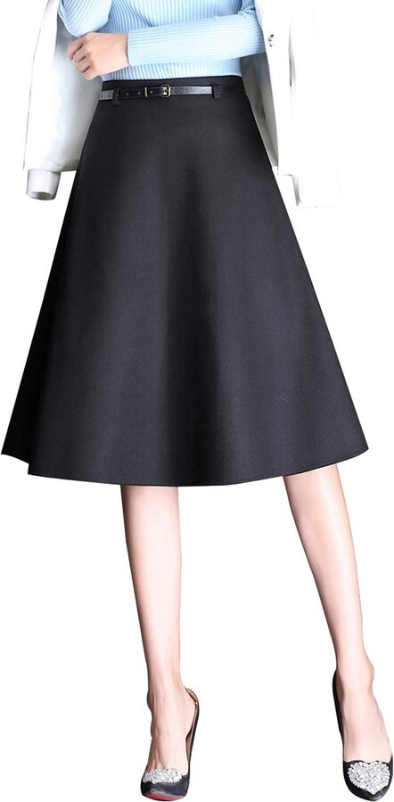 Knees Solid Women's Mid Length Skirts