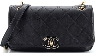 Chanel Black & White Quilted Jersey Cc Flap Bag