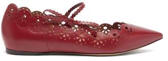 Tabitha Simmons Bobbin Laser-cut Leather Mary-jane Flats - Womens - Burgundy Tabitha Simmons Bobbin Laser-cut Leather Mary-jane Flats - Womens - Burgundy
