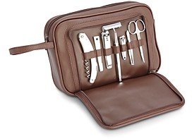 Royce Leather Toiletry Travel Grooming and Shave Kit with Stainless Steel Implements Black