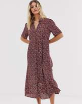 Thumbnail for your product : Pieces midi tea dress in burgundy abstract print