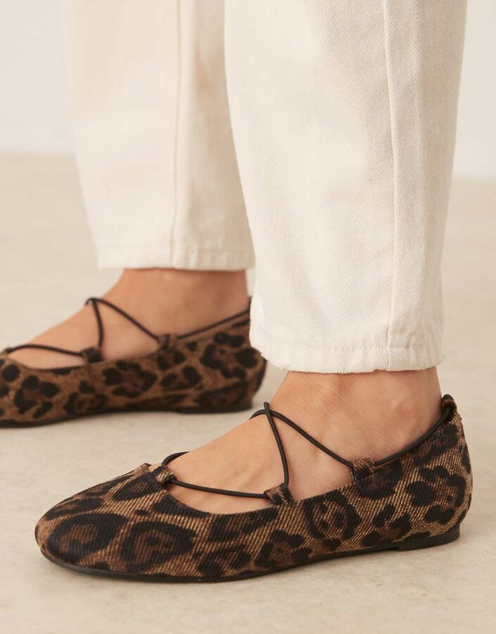 ASOS DESIGN Lagos elasticized ballet flats in leopard