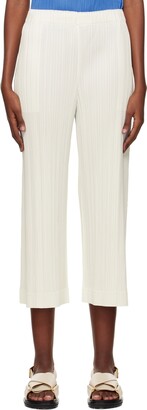 Pleats Please Issey Miyake Off-White Opaque Trousers