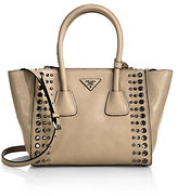 Thumbnail for your product : Prada Glacé Crystal-Studded Small Twin-Pocket Tote