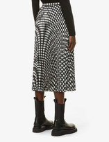 Thumbnail for your product : Theory Checked pleated satin-twill midi skirt