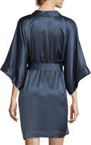 Thumbnail for your product : Neiman Marcus Contrast-Trim Silk Short Robe