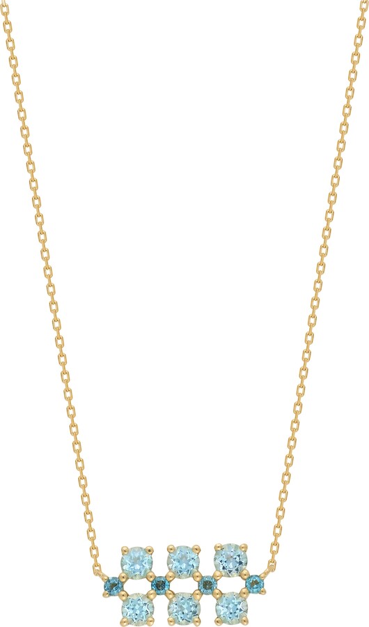 Bony Levy Three-Row Blue Topaz Pendant Necklace