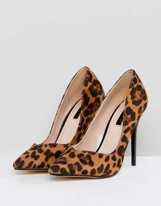 Lost Ink Leopard Print Heeled Court Shoes