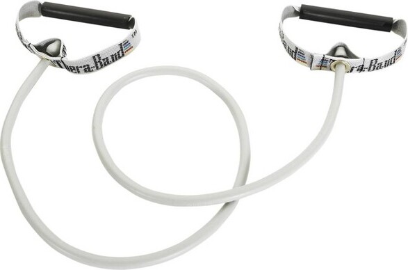 TheraBand THERABANDResistanceTubing,HardPVCHandles,50IN,Silver,SuperHeavyThickness,10.2LBSResistance,Level7