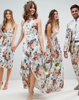 Thumbnail for your product : ASOS DESIGN ruffle hem pinny bodice maxi dress in pretty floral print