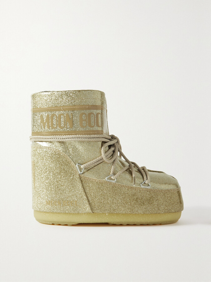 Moon Boot Icon Low Glitter Coated-shell Snow Boots - Gold