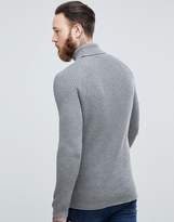 Thumbnail for your product : ASOS Ribbed Wool Roll Neck Jumper In Charcoal