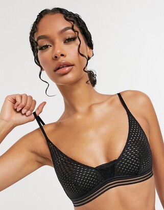 ASOS DESIGN mesh & lace soft bra in black - ShopStyle