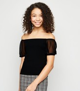 Thumbnail for your product : New Look Girls Mesh Puff Sleeve Bardot Top
