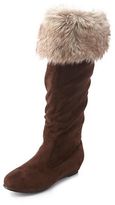 Thumbnail for your product : Charlotte Russe Faux Fur-Cuffed Knee-High Boots