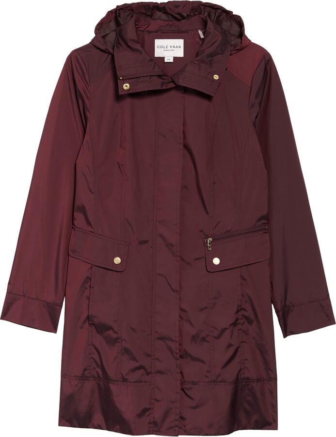 Cole Haan Back Bow Packable Hooded Raincoat