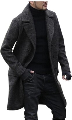 TMDD Mens Double Breasted Trench Coat Classic Notch Lapel Wool Blend Pea  Coat Office Business Casual Slim Fit Top Coat Winter Warm Long Overcoat -  ShopStyle