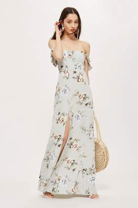 Flynn Skye Bridal Womens Floral Print Bardot Maxi Dress By Sage