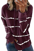 Thumbnail for your product : Yidarton Women's Casual Long Sleeve Tops Round Neck Tie Dye Stripe T-Shirts Blouse Side Split Sweatshirt Jumper (476-White Small)
