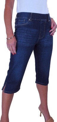 Women's Elastic Waist Destroyed Flare Long Bell Bottom Denim Jeans 