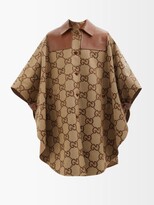 Thumbnail for your product : Gucci GG-monogram Leather-trim Coat - Camel