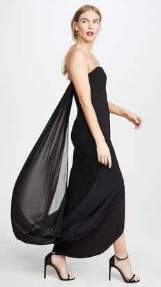 Halston Strapless Draped Back Georgette Gown
