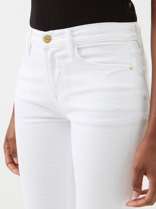 Frame Le High Cotton-blend Flared-leg Jeans - White