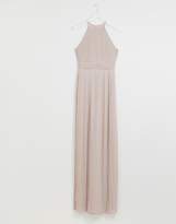 Thumbnail for your product : TFNC Tall Tall bridesmaid exclusive high neck pleated maxi dress in taupe