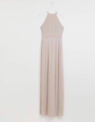 TFNC Tall Tall bridesmaid exclusive high neck pleated maxi dress in taupe