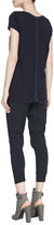 Thumbnail for your product : Vince Short-Sleeve Top with Satin-Trimmed Neckline, Coastal