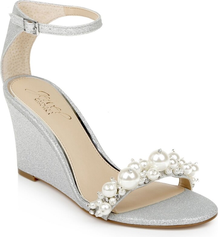 silver dress shoes wedge heel