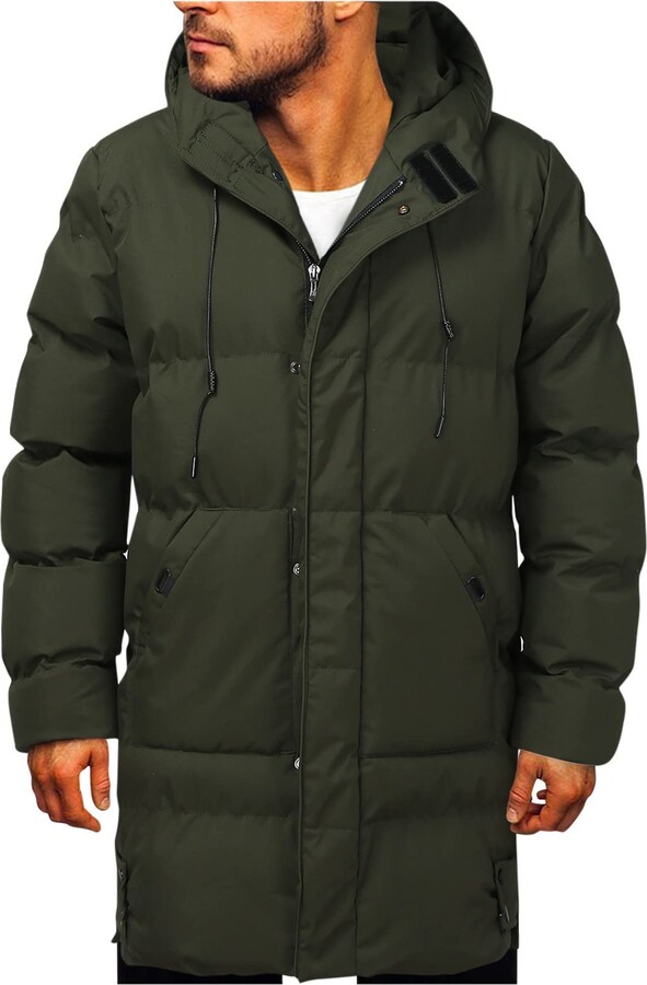 GREGG Men's Long Winter Coat Heavyweight Down Jacket Long Sleeve Parka