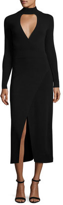 A.L.C. Rojo Long-Sleeve Ponte Midi Dress, Black