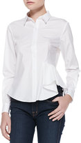 Thumbnail for your product : Theory Biaz Ruffle-Side Poplin Blouse