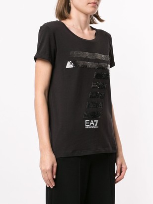 EA7 Emporio Armani sequinned 7 logo T-shirt