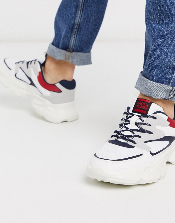 Jack and Jones sneakers with chunky sole and contrast panels - ShopStyle