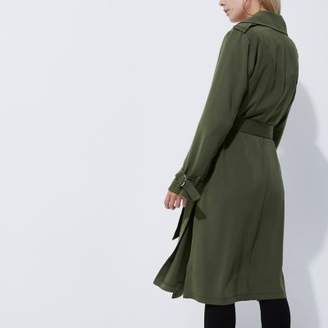 River Island Womens Petite khaki green duster trench coat