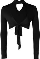 Thumbnail for your product : boohoo Choker Tie Front Crop Top