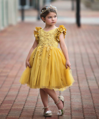 mustard yellow toddler dress