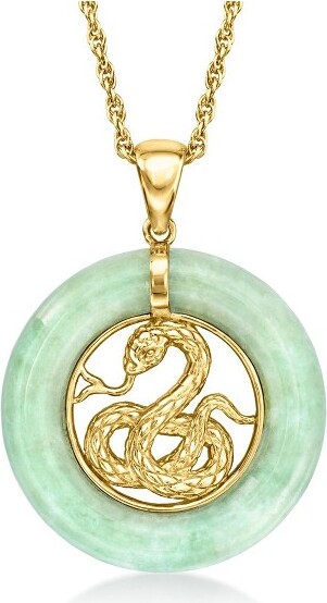 Ross-Simons Ross-SimonsJadeSnakePendantNecklacein18ktGoldOverSterlingSize18
